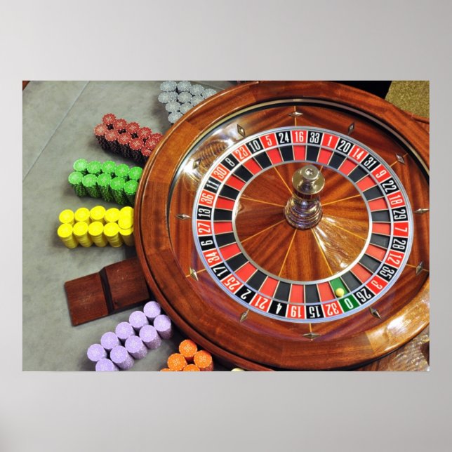 casino roulette wheel ball number zero gambling poster (Front)