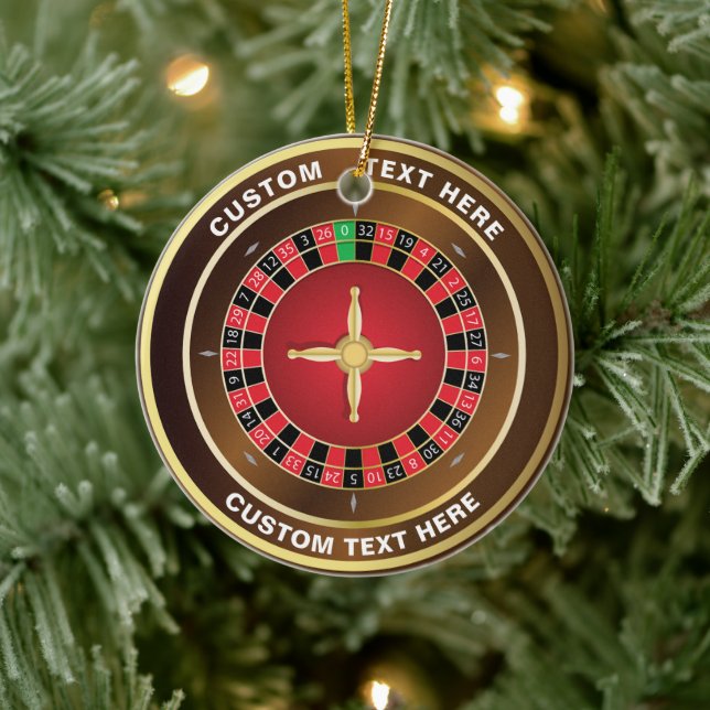 Casino Roulette Wheel Personalized Christmas Ceramic Ornament (Tree)