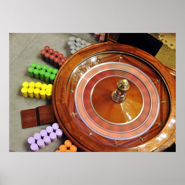 casino roulette wheel spinning rotate gambling poster (Front)