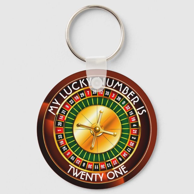 Casino Roulette Wheel With Your Lucky Number Keychain (Front)