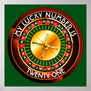 Casino Roulette Wheel With Your Lucky Number Poster