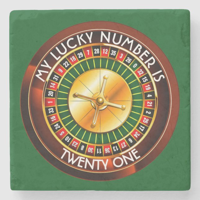Casino Roulette Wheel With Your Lucky Number Stone Coaster (Front)