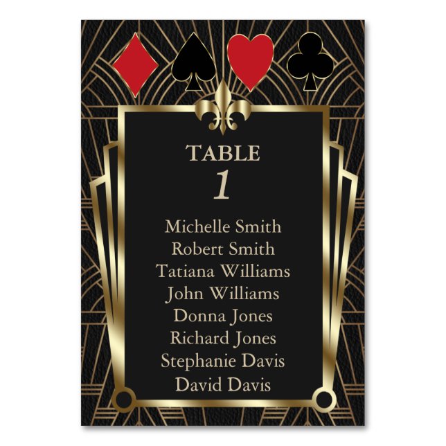 Casino Royale Poker 40th Birthday Seating Chart   Table Number (Front)