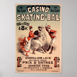 Casino Skating Bal Tous les Soirs Vintage French Poster
