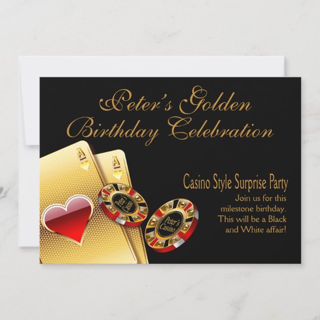 Casino Style Party ASK ME TO PUT NAMES IN CHIPS Invitation (Front)