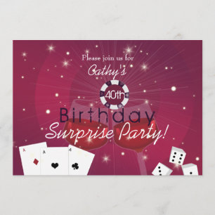 Casino style surprise birthday invitation