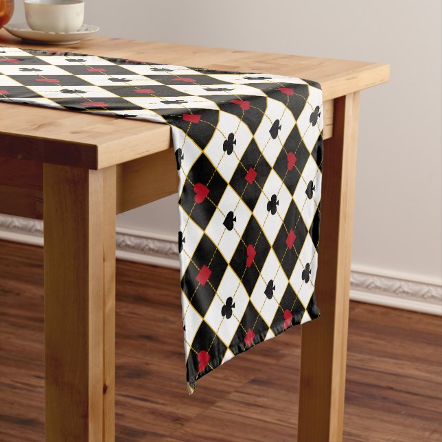 Casino Table Party Decor, Poker Playing Cards  Short Table Runner (In Situ)