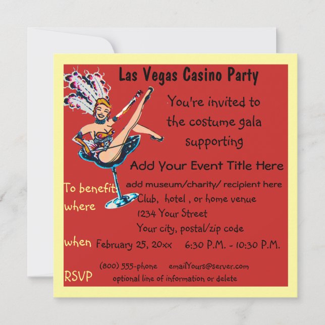 Casino Theme Gala Fundraiser Invitation (Front)