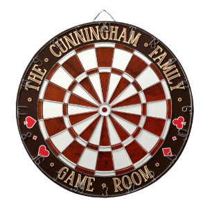 Casino Theme GAME ROOM Rustic Faux Wood & White Dartboard