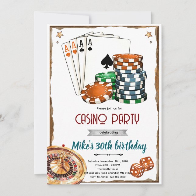 Casino theme party Invitation (Front)