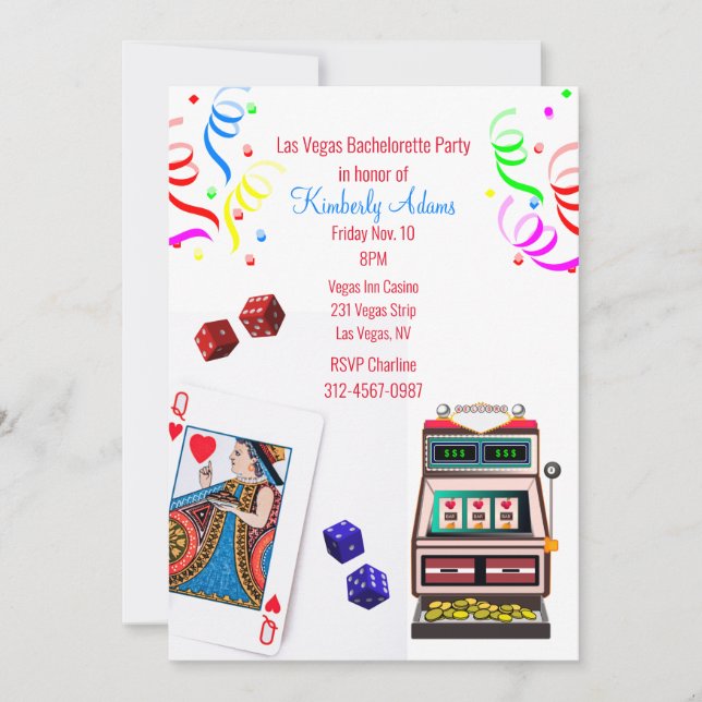 Casino Themed Bachelorette Party Invitation (Front)