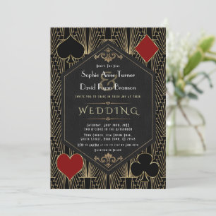 Casino Vegas Roaring 20s Gatsby Art Deco Wedding Invitation