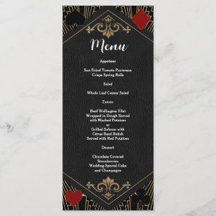Casino Vegas Roaring 20s Gatsby Art Deco Wedding Menu