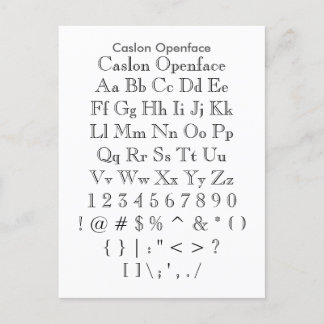 Caslon Openface - Zazzle Font Sampler Sheet Postcard