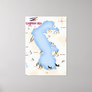 Caspian Sea Vintage Style Map travel poster Canvas Print