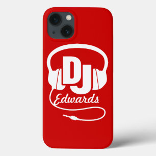 Casque DJ nommé coque ipad rouge et blanc