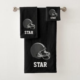 Casque et texte de football américain en noir