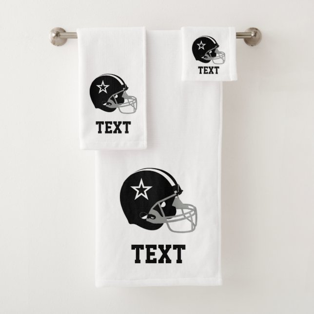 Casque et texte de football noir américain en blan (En situation)