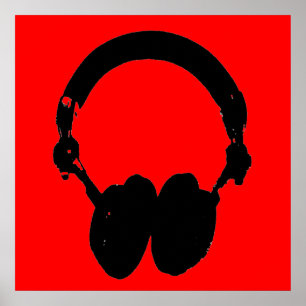 Casque noir rouge Silhouette Pop Art Poster