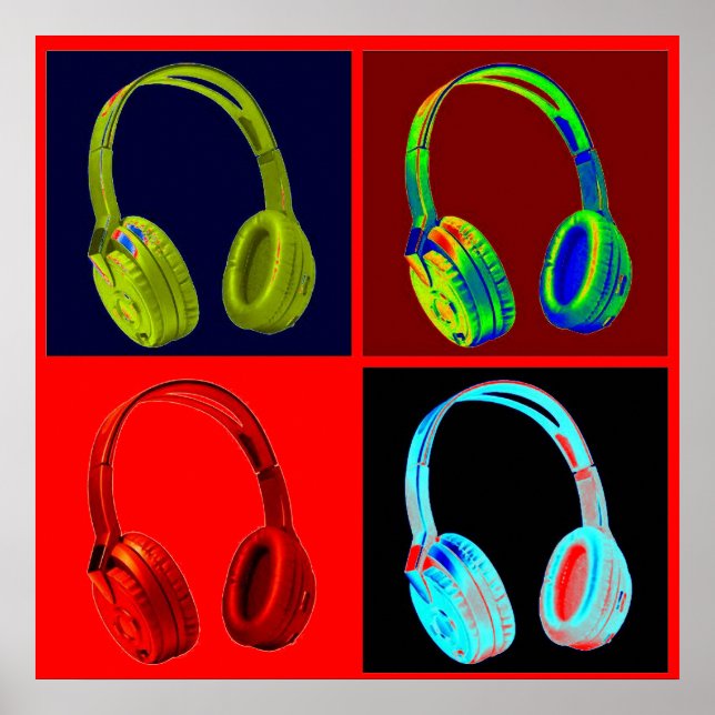 Casque Quatre couleurs Pop Art Poster Imprimer (Devant)