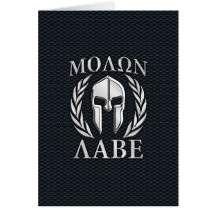 Casque spartiate de chrome de Molon Labe sur le