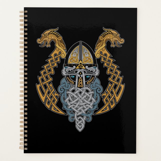 Casque Viking Dragon Valknut Valhalla God Odin (Devant)