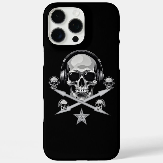 Casques DJ Dark Skull iPhone 16 Pro Max Coque (Verso)