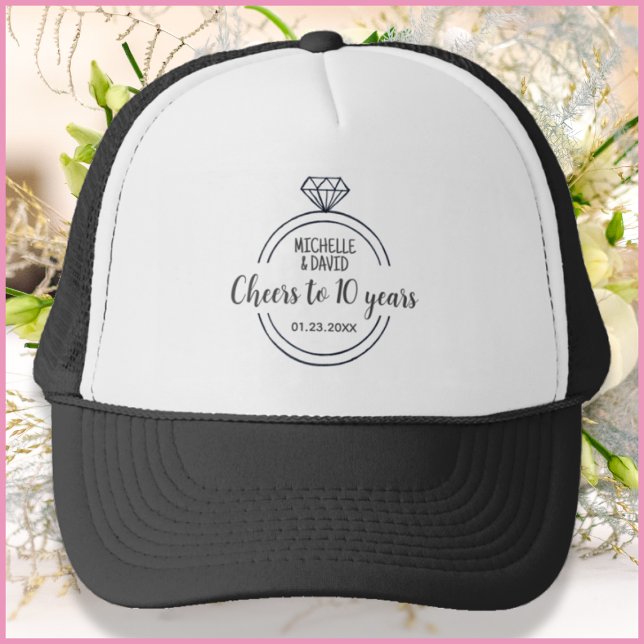 Casquette 10e anniversaire de Mariage de Black & White Wife (Créateur téléchargé)