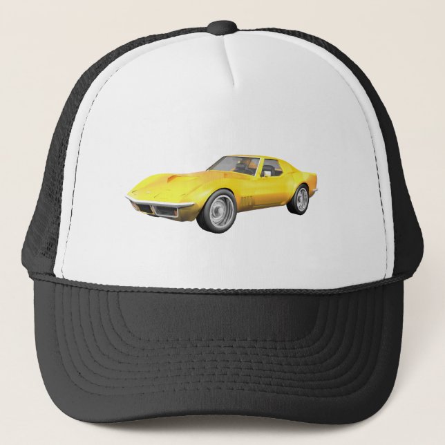 Casquette 1970 Corvette Sports Car : Finition Jaune (Devant)