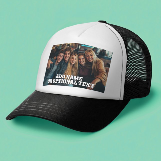 Casquette 1 photo et texte intégral - Paysage horizontal (Custom Trucker Hat)
