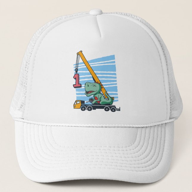 Casquette 1er Anniversaire 1 an Dinosaur Grue Mobile (Devant)