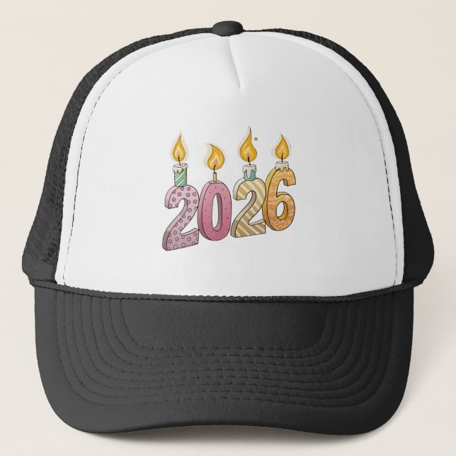 Casquette 2026 Image Printed above Glowing Candle Flames-Cap (Devant)