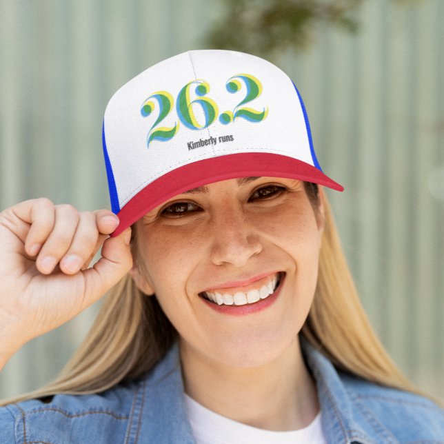 Casquette 26.2 Marathon courrant un texte bleu gras jaune (Créateur téléchargé)