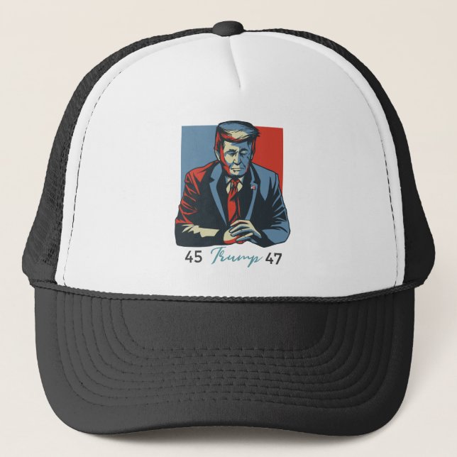 Casquette 45 47 Donald Trump Anguish Président Retro 2024 (Devant)