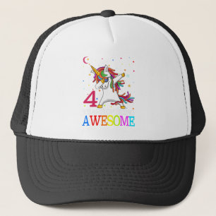 Casquette 4e anniversaire Dabbing Unicorn Party cadeau