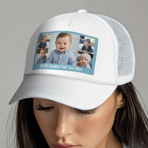 Casquette 5 Collage photo moderne minimaliste bleu blanc