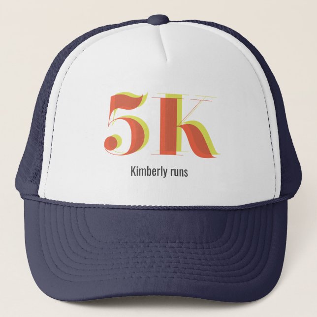 Casquette 5 k Course Célébration Gras Jaune Rouge Texte (Devant)