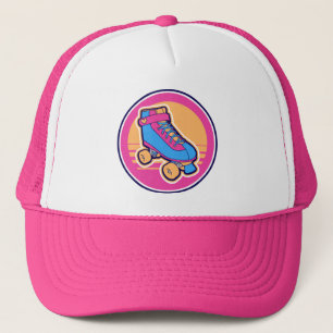 Casquette 80s Patinage à rouleaux de dessin rose bleu été