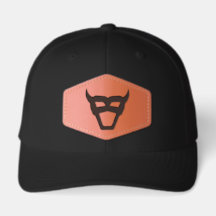 Casquette à patch en cuir avec emblème de taureau