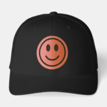 Casquette à patch en cuir visage souriant