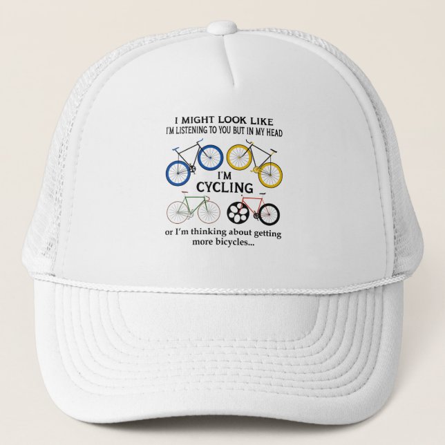 Casquette à vélo, je pourrais avoir l'air de vous écouter (Devant)