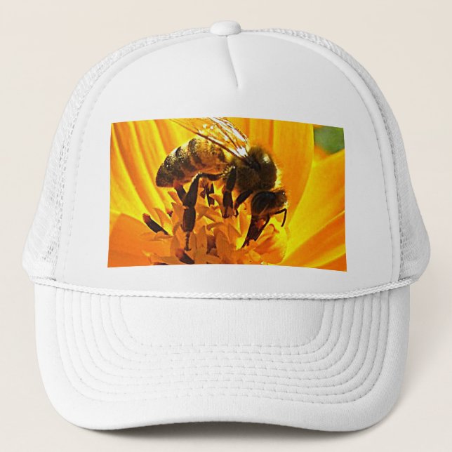 Casquette Abeille sur une fleur (Devant)
