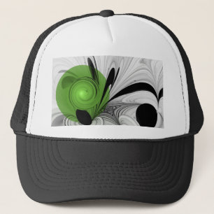 Casquette Abstrait noir et blanc avec art fractal vert