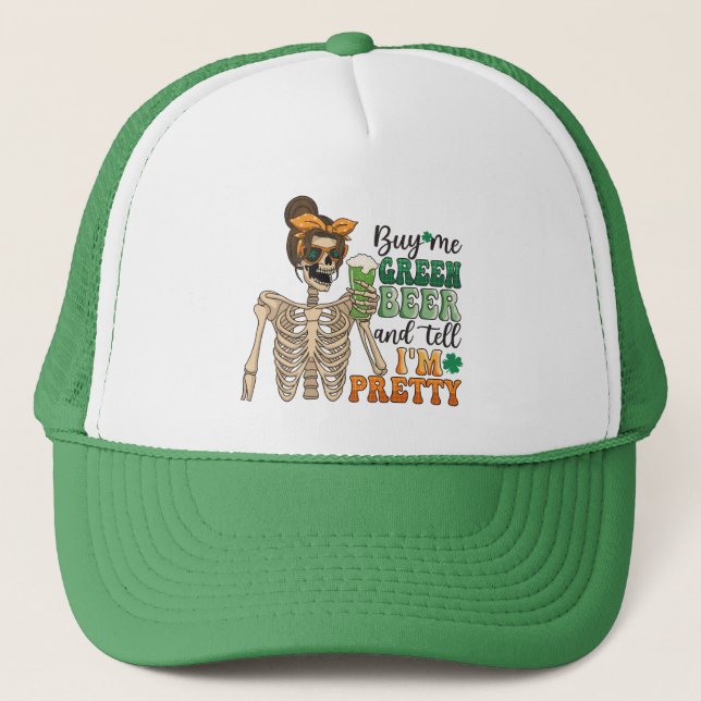 Casquette Acheter Me Bière Verte - Squelette | Saint Patrick (Devant)