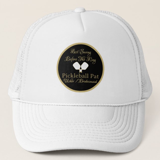 Casquette Activité de week-end de mariage Pickleball Or & Bl (Devant)