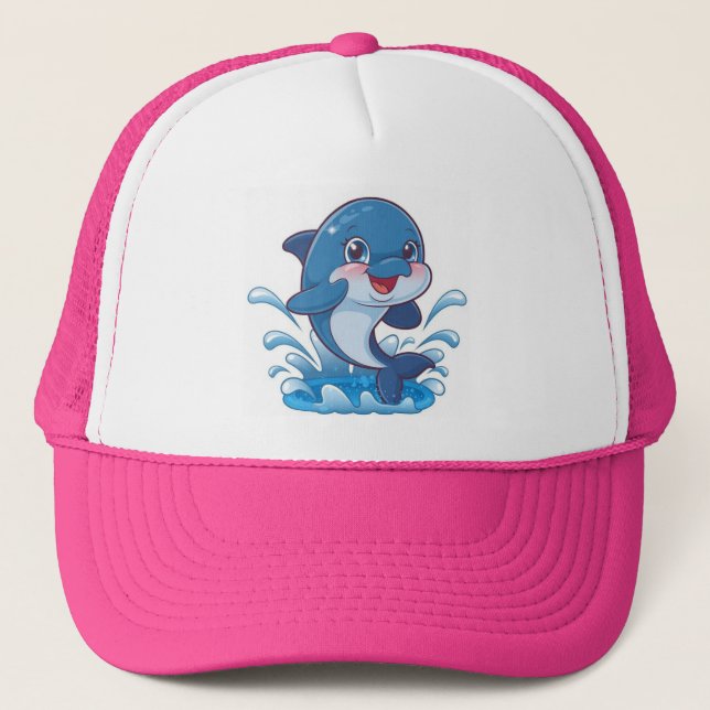 Casquette "Adorable Dauphin de Dessin Dauphin Splashing in J (Devant)