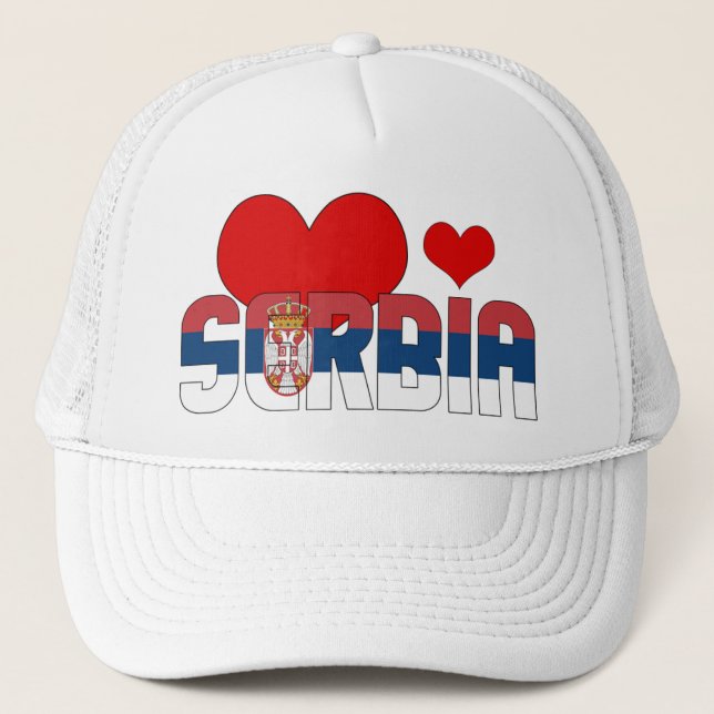 Casquette Adorable Serbie Coeurs Drapeau Patriotique (Devant)