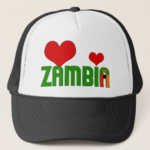 Casquette Adorable Zambia Flag Hearts Patriotic