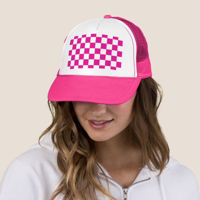 Casquette Affichage À damiers drapeau Fuchsia Racing personn (En situation)