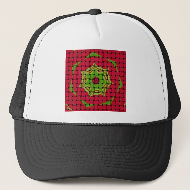 Casquette African Lovely Woven Red et Lemon Green Design (Devant)